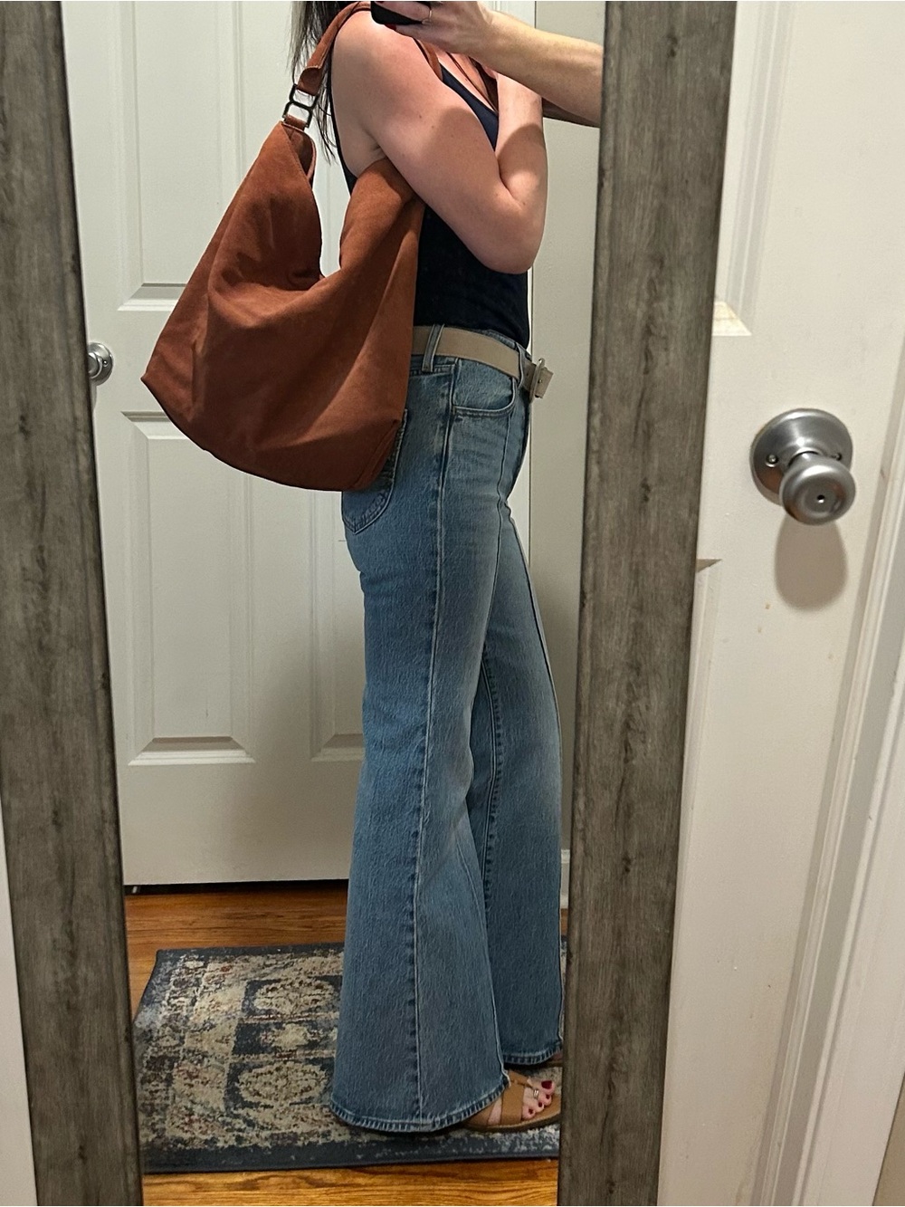 Free People Suzie Suede Slouchy Tote Bag in Between Brown with Wallet/Charm - Picture 5 of 16